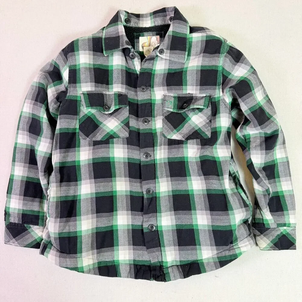 Ocean Pacific Plaid Flannel Sherpa Lined Shirt Jacket Men's M 90s Grunge Surfer